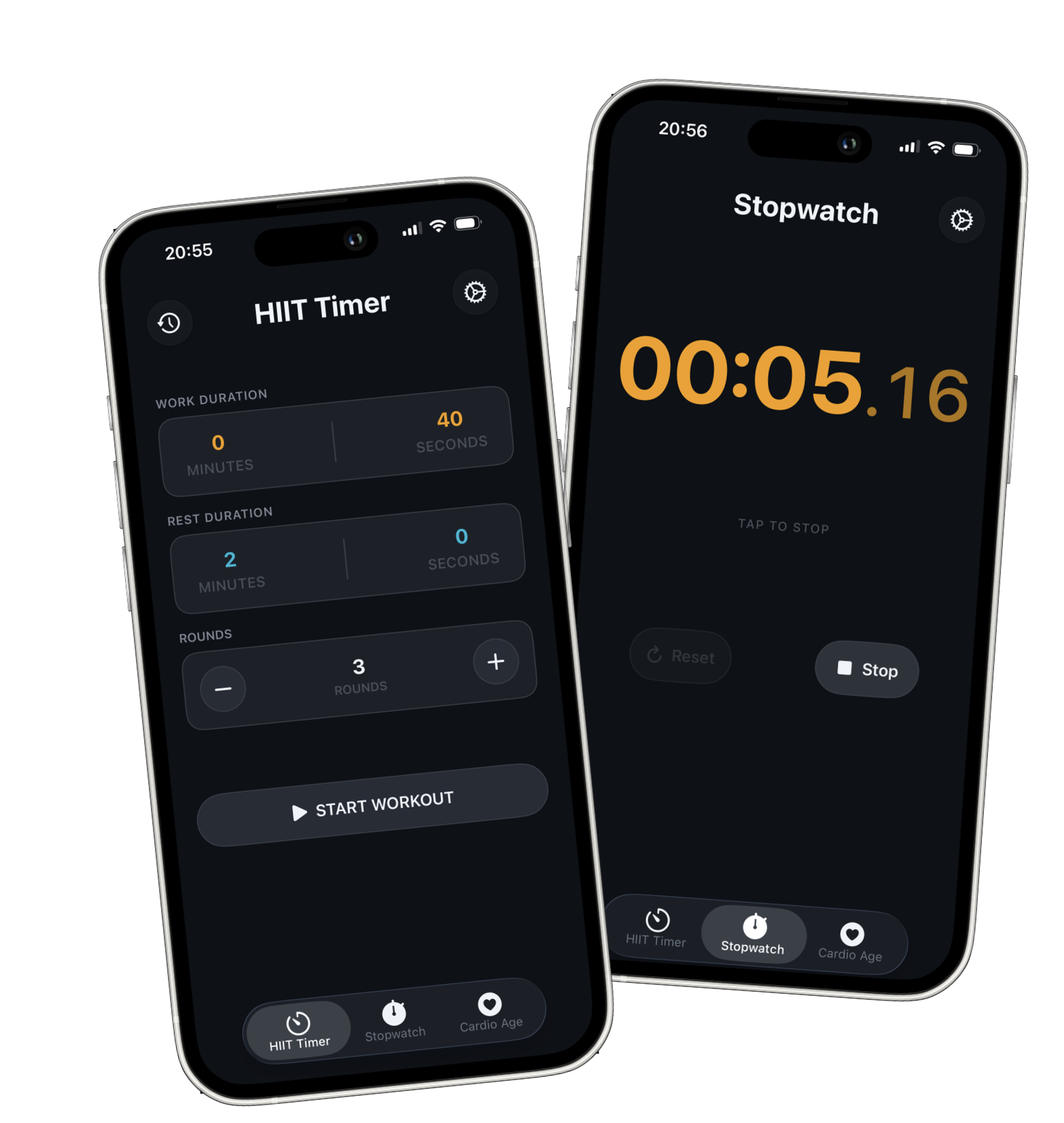 HIIT Timer and Stopwatch app screenshots